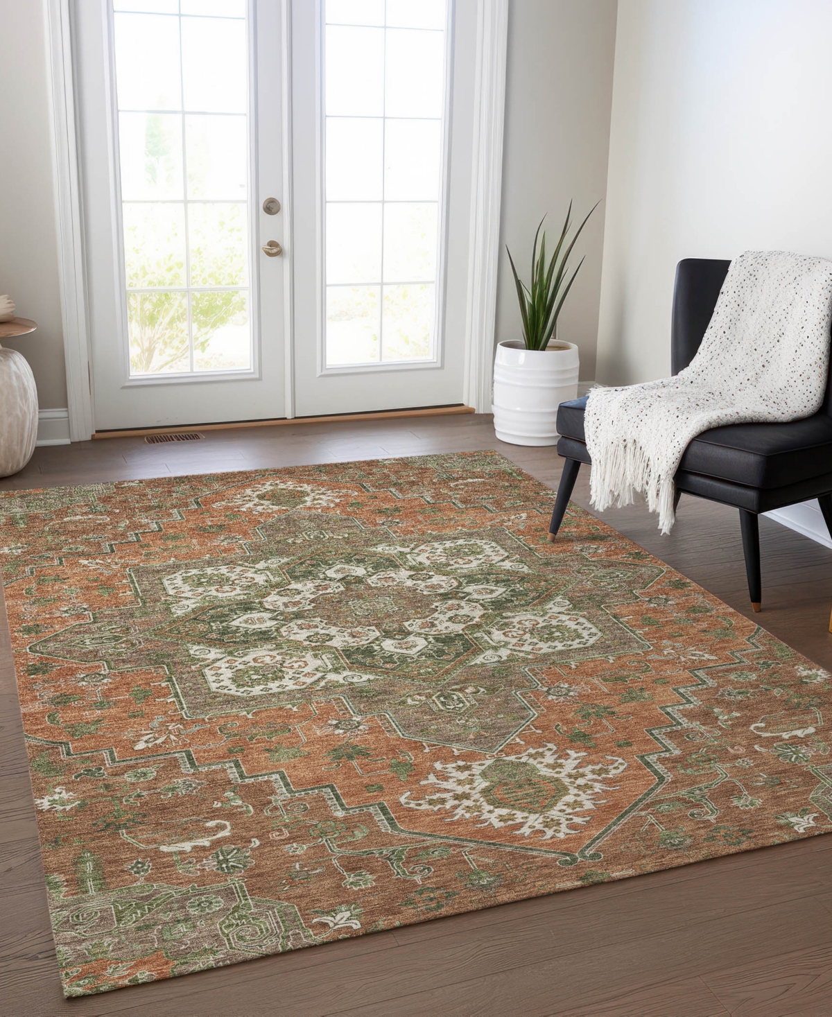 Addison Chantille Machine Washable Acn1036 3'x5' Area Rug In Rust