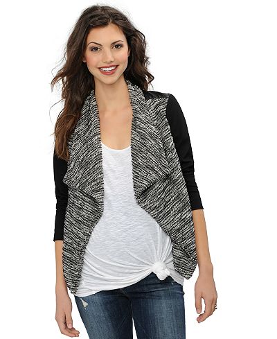 A Pea in the Pod Maternity Draped Faux-Leather-Trim Jacket