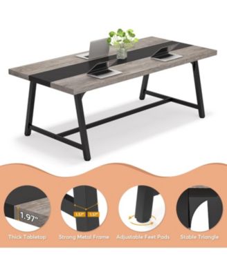 Dining Table for 8 People, 70.87-inch Rectangular Wood Kitchen Table with Strong Metal Frame, Industrial Large Long Dining Room Table