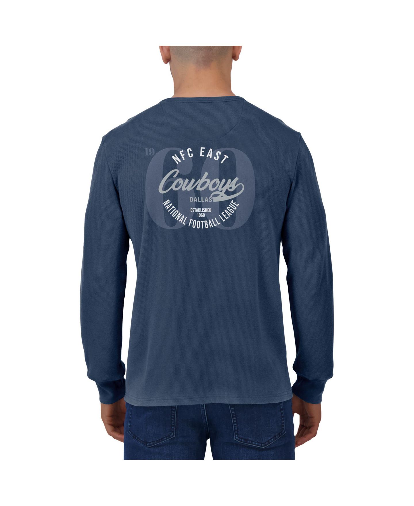Мужская футболка Fanatics Navy Dallas Cowboys Washed Waffle-Knit Long Sleeve — фото 5