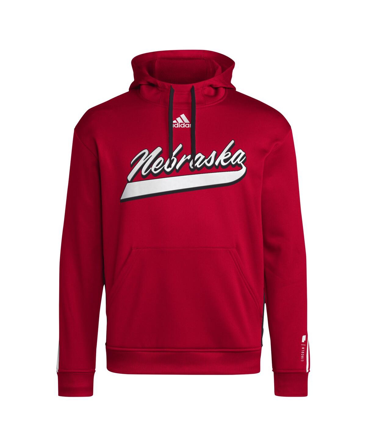 Adidas Men'sNebraska Huskers 2024 Sideline Travel Pullover Hoodie - Scarlet