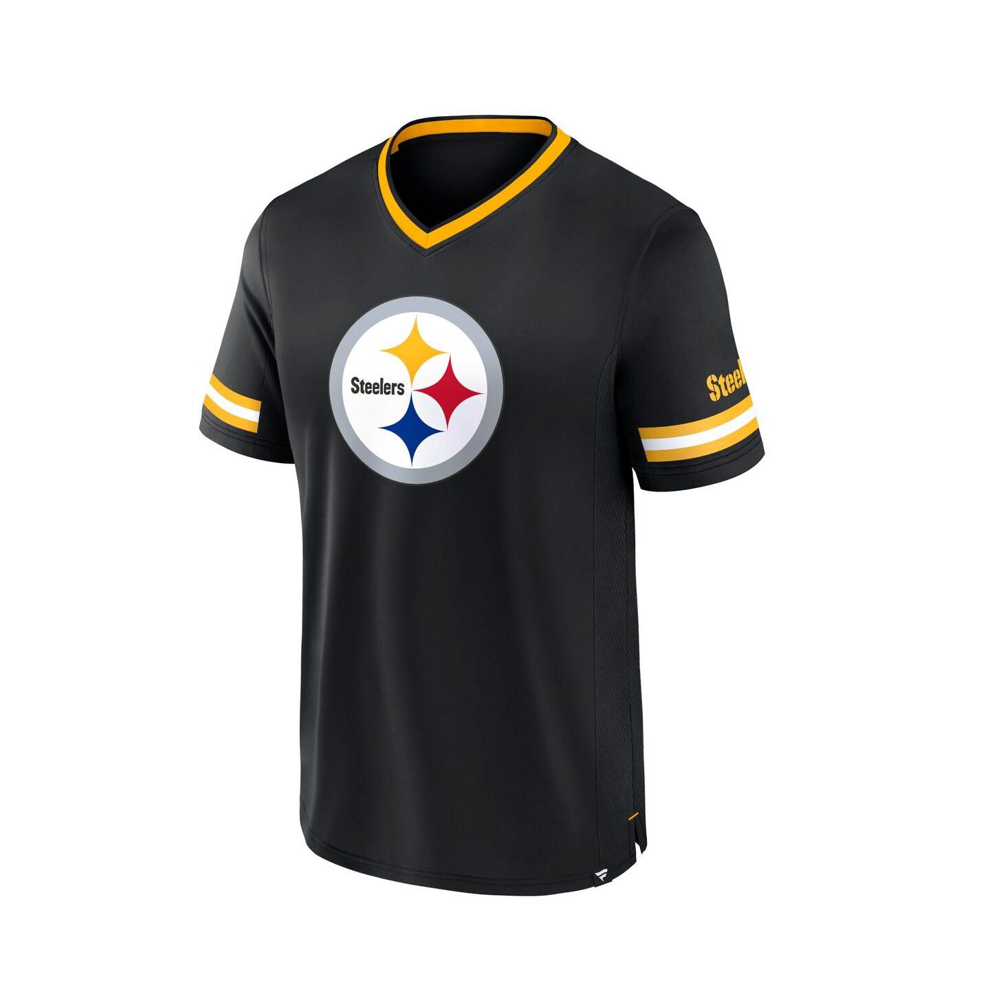 Мужская футболка Fanatics Black Pittsburgh Steelers Stripe Stacking — фото 3