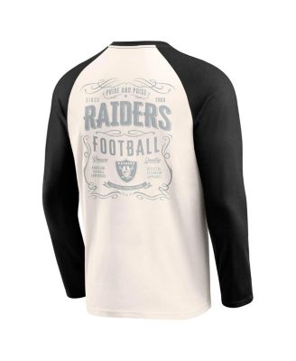 Men's Cream/Black Las Vegas Raiders Raglan Henley T-Shirt