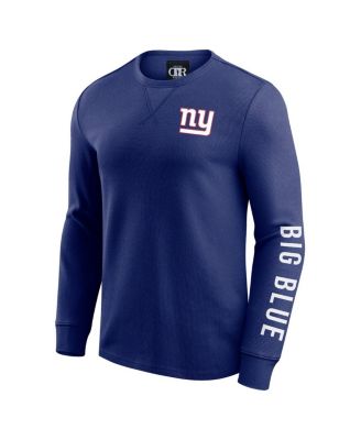 Men's Royal New York Giants Washed Waffle-Knit Long Sleeve T-Shirt
