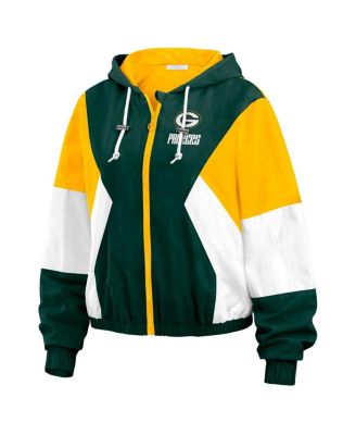 Women's Green Green Bay Packers Color Block Full-zip Windbreaker Jacket