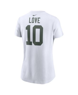 Women's Love White Green Bay Packers Player Name Number T-Shirt