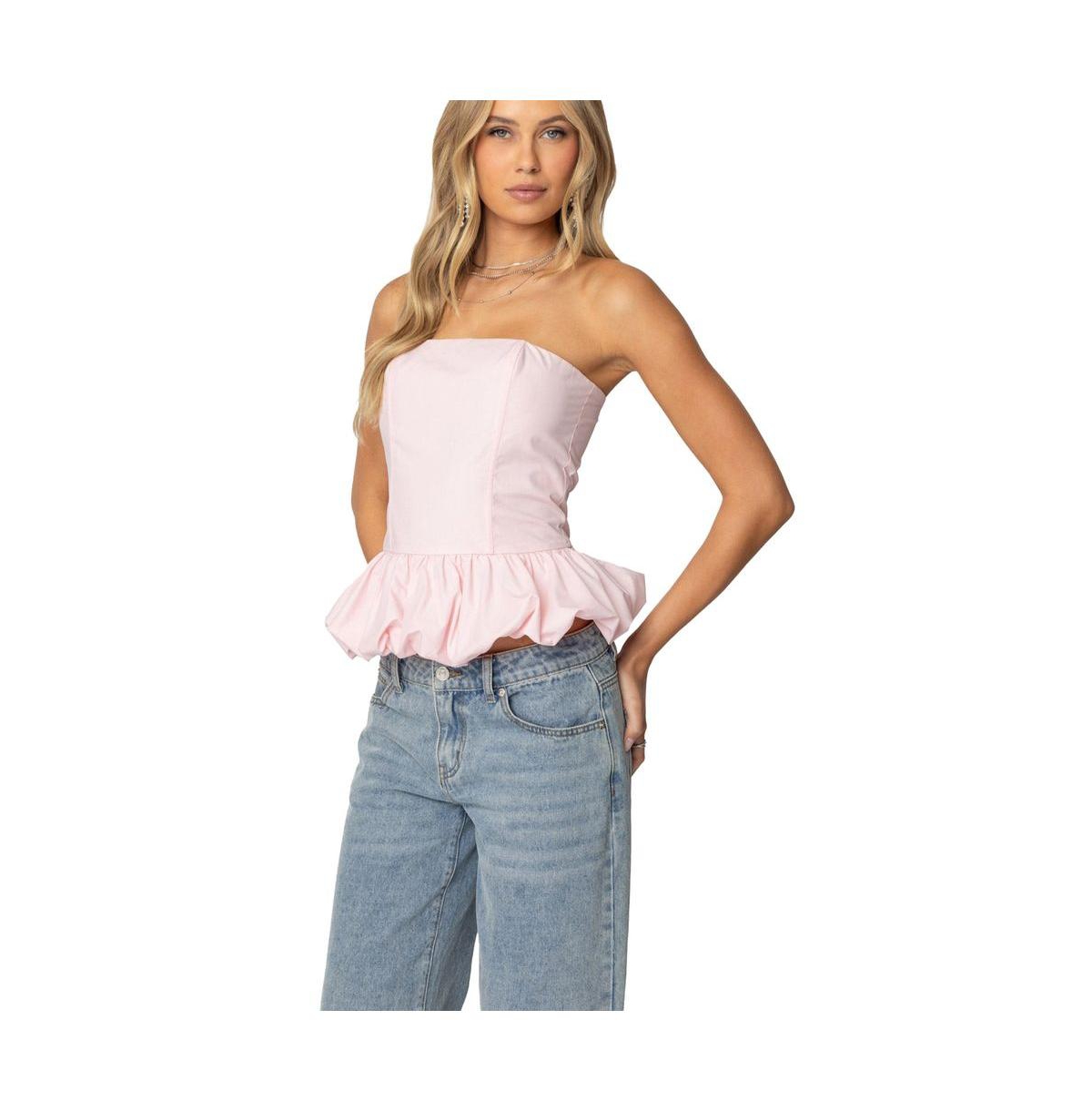 Edikted Women's Everlee Bubble Hem Corset - Light-pink