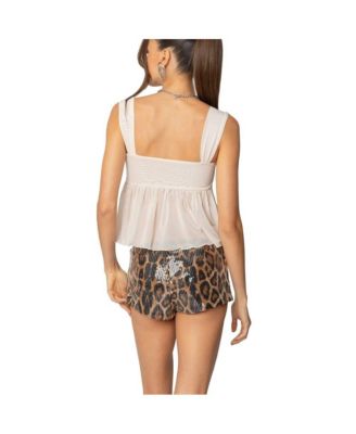 Womens Bowe Babydoll Mesh Top