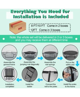 8FT Recreational Trampoline w/ Ladder Enclosure Net Safety Pad Outdoor