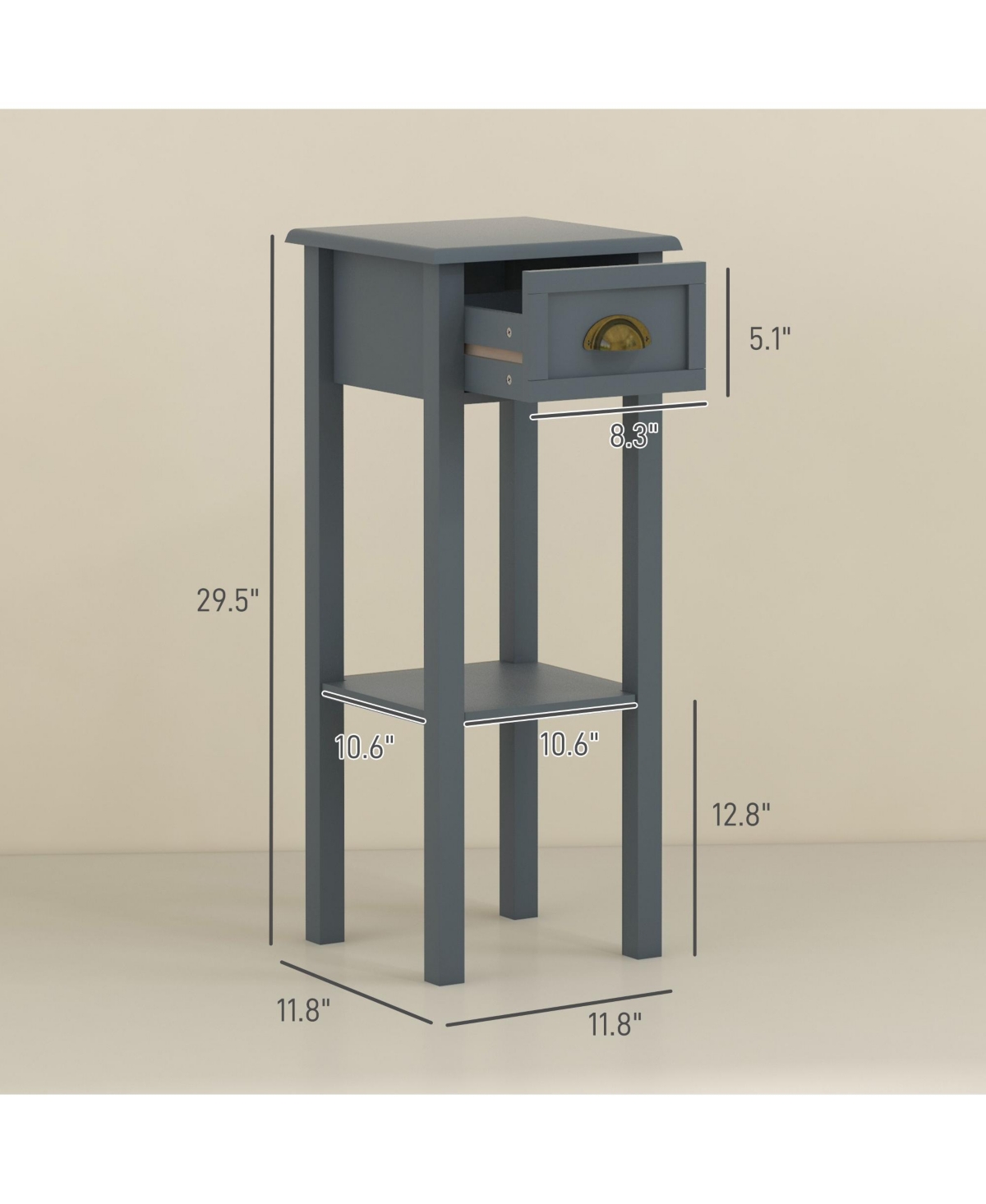 Homcom 2-Tier Side Table with Drawer Shelf for Living Room, Light