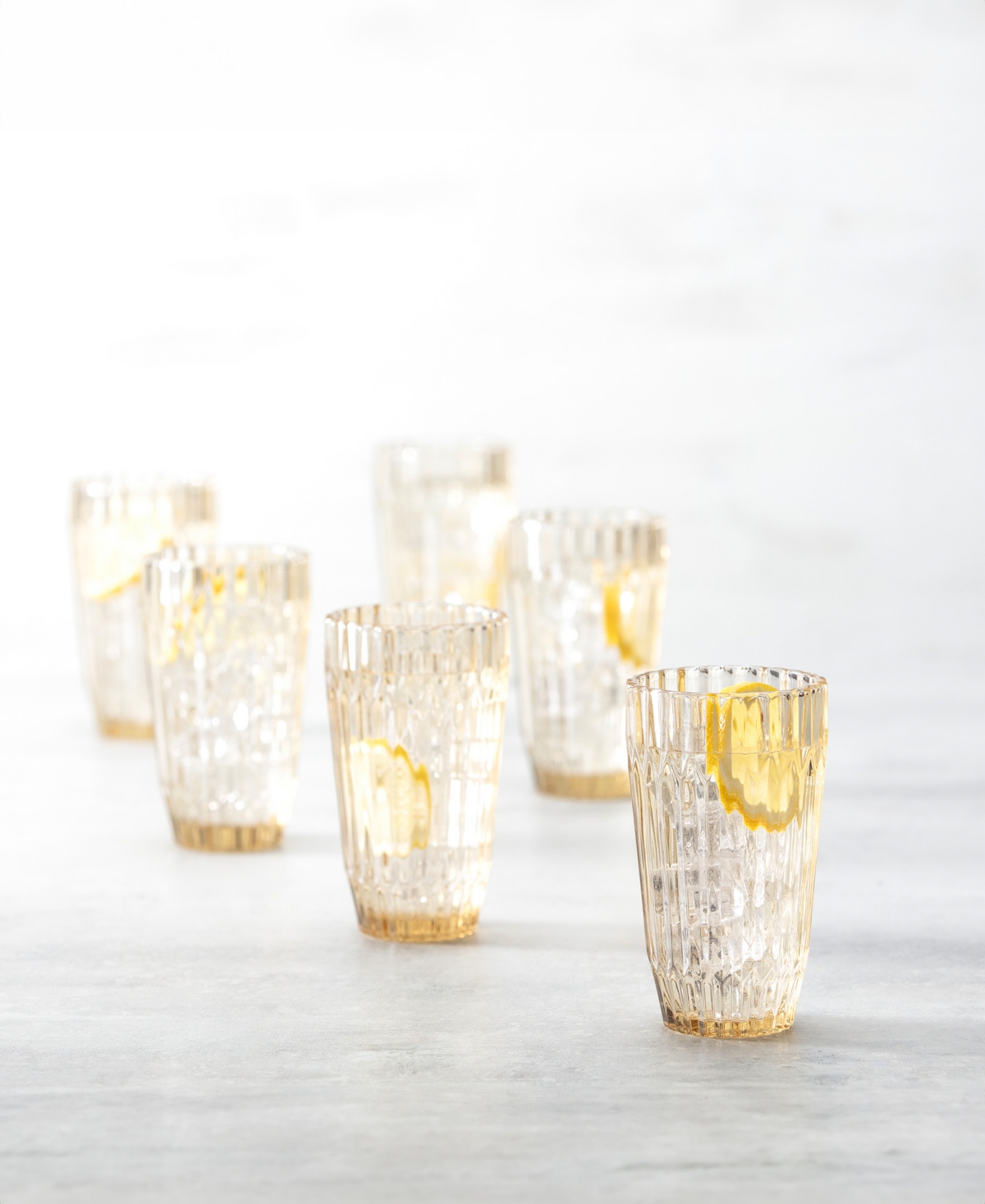 Fortessa Archie Set Of 6 Green Iced Beverage Glasses In Ginger Gold
