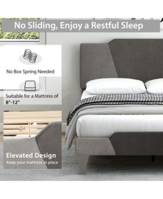 Full Velvet Upholstered Bed Frame with High Headboard