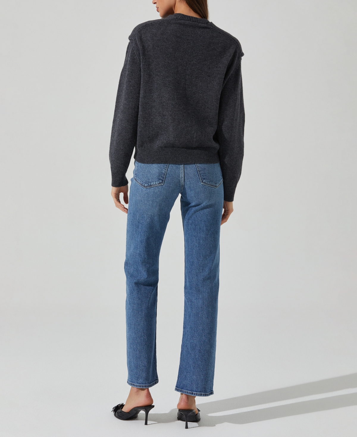 Astr Women's Delrin Long-sleeve Sweater In Charcoal