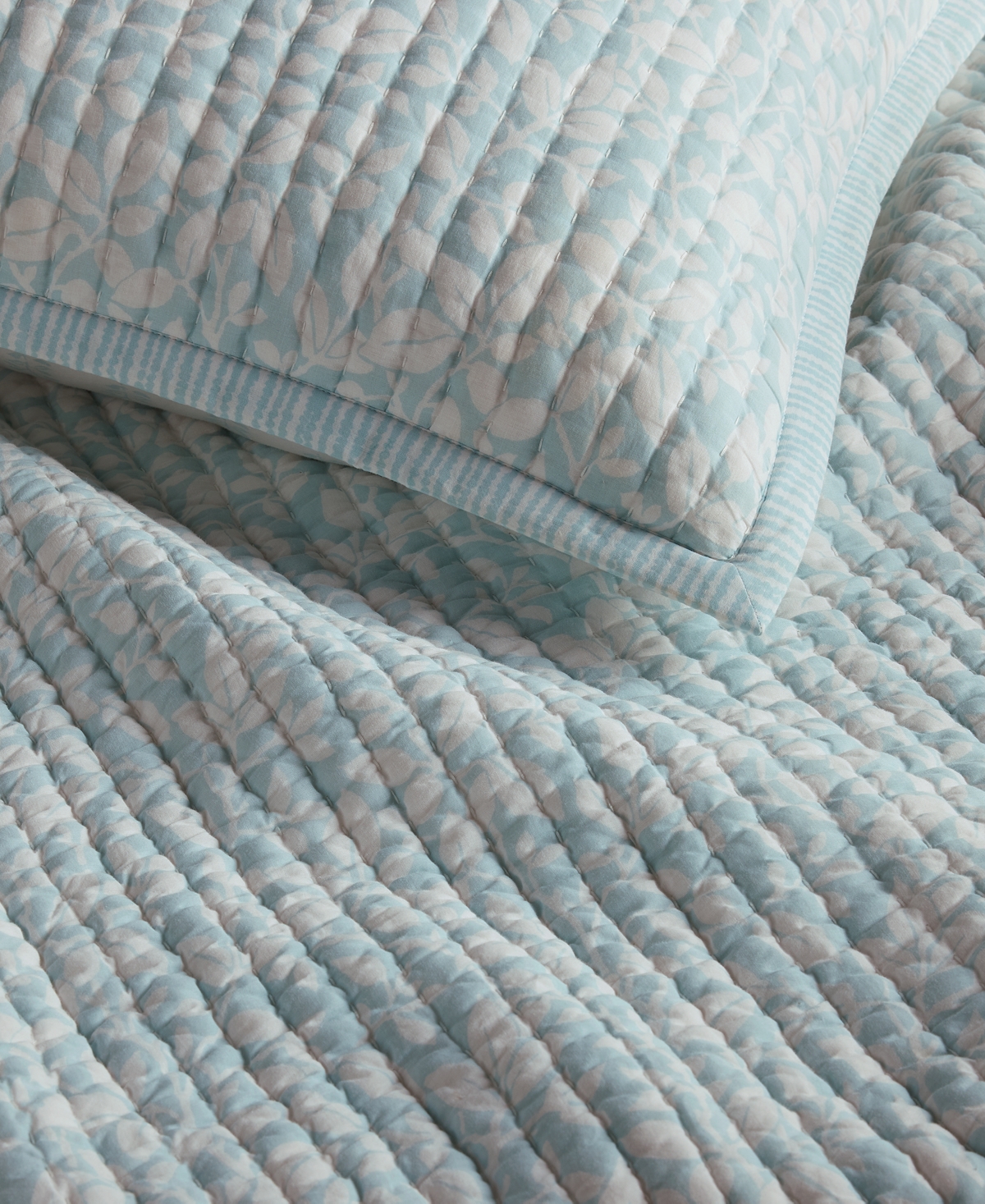 Charter Club Leaf Silhouette 3-pc. Quilt Set, Full/queen, Exclusively At Macy's In Blue