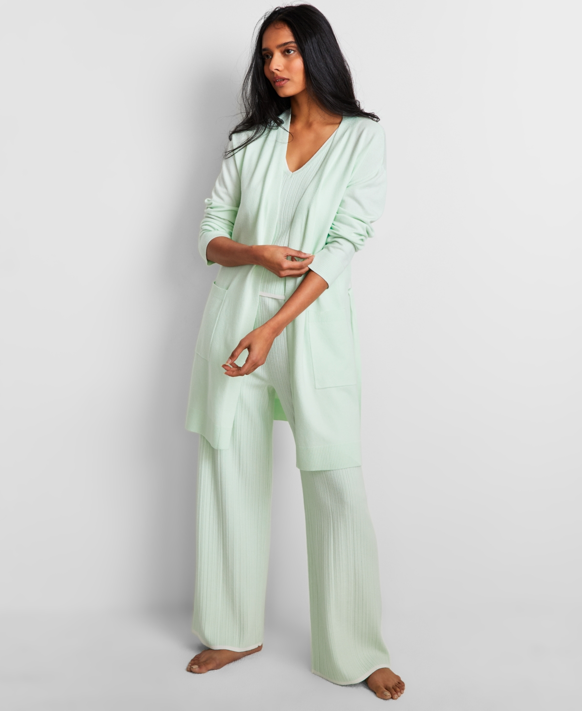 State Of Day Women's Sweater Knit Duster Robe, Exclusively At Macy's In Buttermint