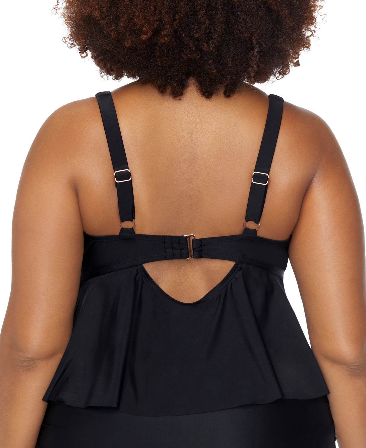 Shop Raisins Curve Trendy Plus Topanga Peplum-trim Bra Bikini In Black