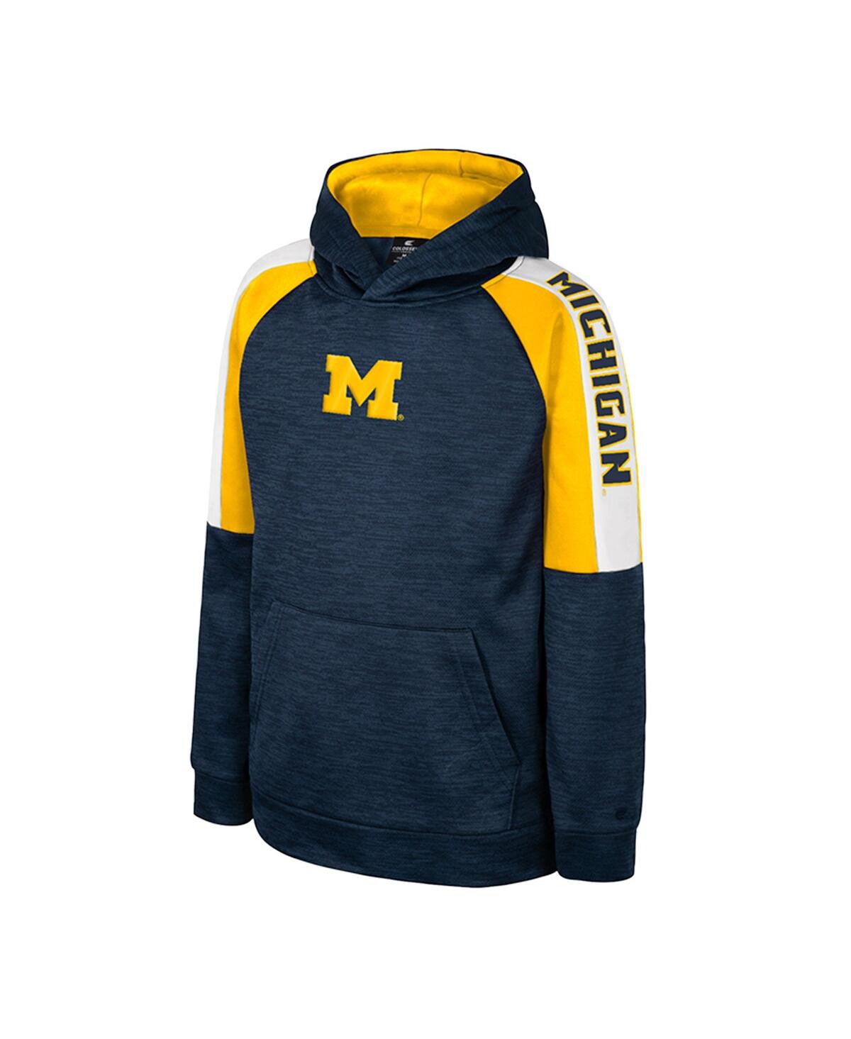 Colosseum Big Boys and GirlsMichigan Wolverines Pullover Hoodie - Navy