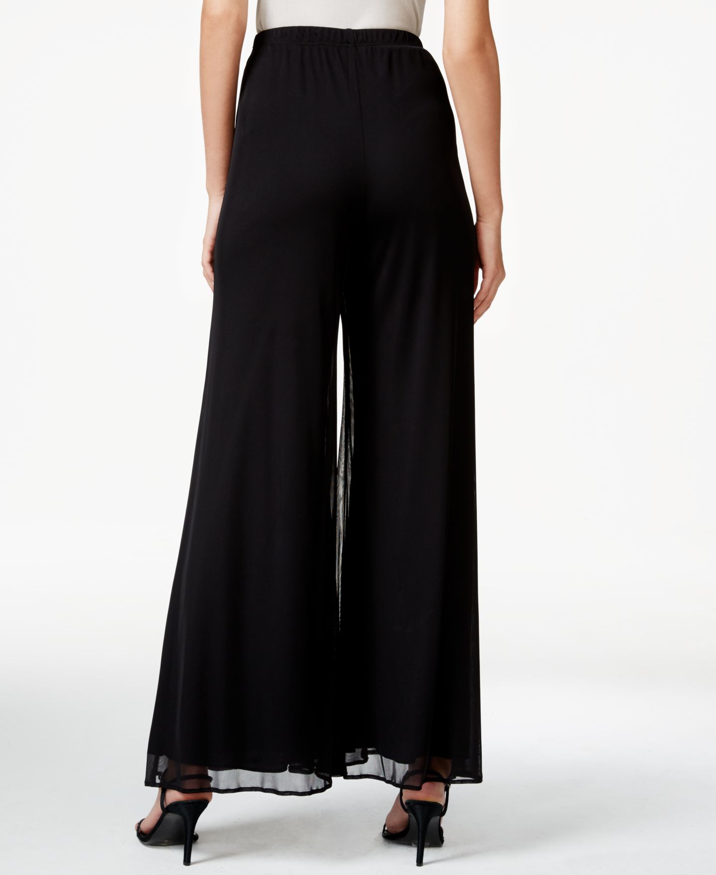 Женские брюки MSK Petite Mesh Wide-Leg Dress Pants, цвет: Чёрный — фото 2
