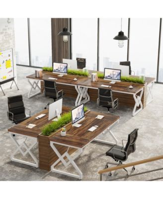 Large Office Computer Desk with Extra Thick Wooden Tabletop and Metal Frame, 63 Inch Executive Desk for Home Office