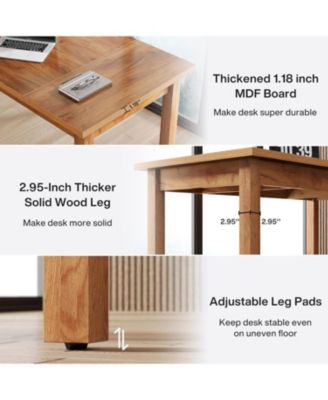 70 Inch Large Computer Desk, Farmhouse Office Desk Writing Study Desk with Solid Wood Leg's, Executive Desk with Thickened Frame and Board