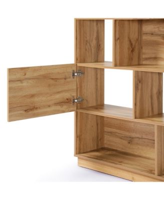 8-Shelf and 2-Cabinet Tall Bookcase with Doors