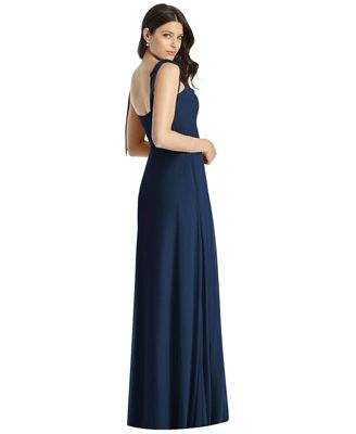 Plus Size Tie-Shoulder Chiffon Maxi Dress with Front Slit