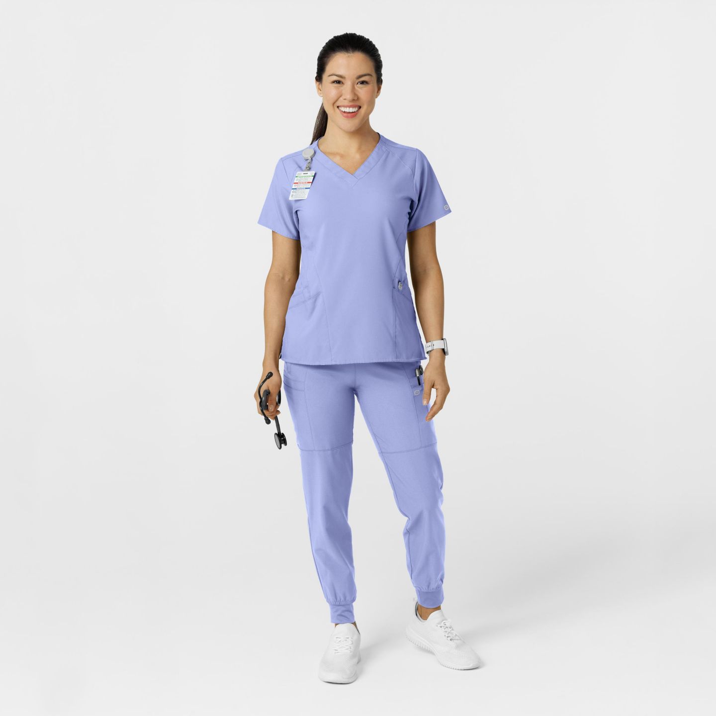 Женские брюки Wink Petite W123 Comfort Waist Cargo Jogger Scrub, цвет: Синий — фото 3