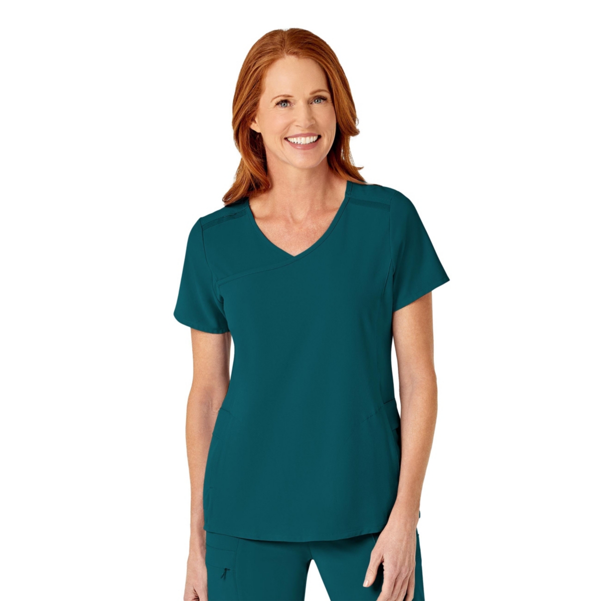 Plus Size Renew Mock Wrap Scrub Top - Teal blue