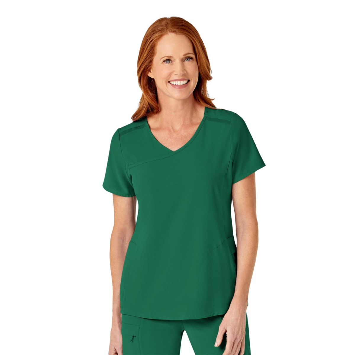 Plus Size Renew Mock Wrap Scrub Top - Teal blue