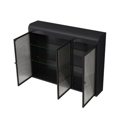 Arched Glass Wall Cabinets (Set of 3, Black)