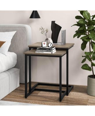 3 Pcs Nesting Coffee End Table Set Stacking Side Nightstand Living Room Rustic