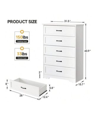 Modern 5 Drawers Dresser, Chest Of Drawers Closet Organizers And Storage Clothes, Modern Dressers For Closet Living Room, Kids Bedroom (5 Drawers Dresser)