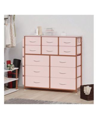 Dresser For Bedroom With 12 Drawer, Dressers & Chests Of Drawers For Hallway, Entryway, Storage Organizer Unit With Fabric, Sturdy Metal Frame, Wood Tabletop