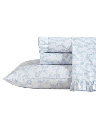 Laura Ashley 200-Thread Count Cotton Percale Sheet Set - Macy's