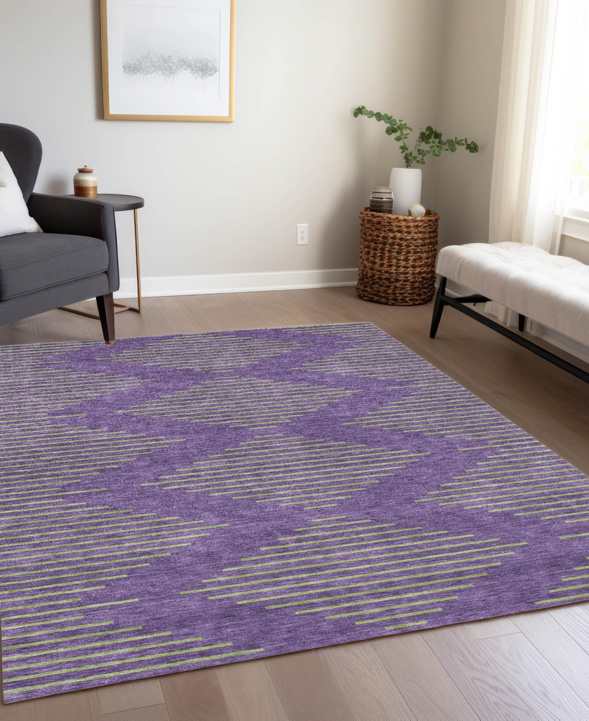 Addison Chantille Machine Washable Acn1017 9'x12' Area Rug In Purple