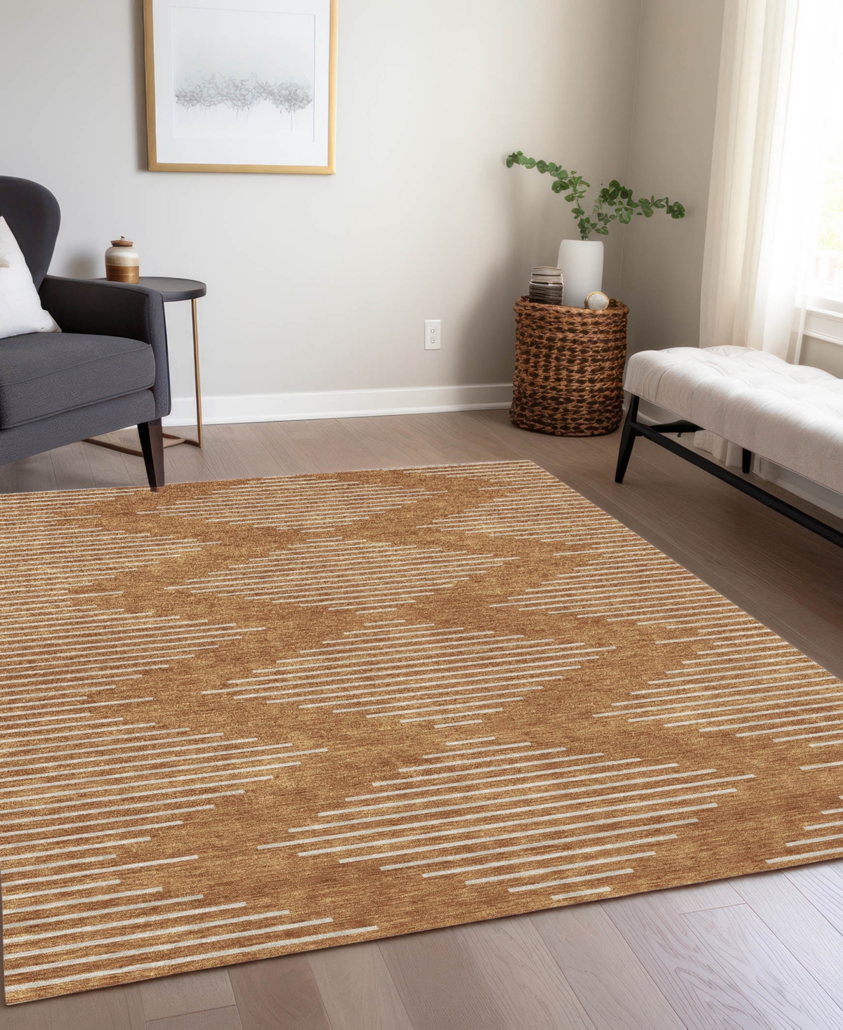 Addison Chantille Machine Washable Acn1016 9'x12' Area Rug In Paprika