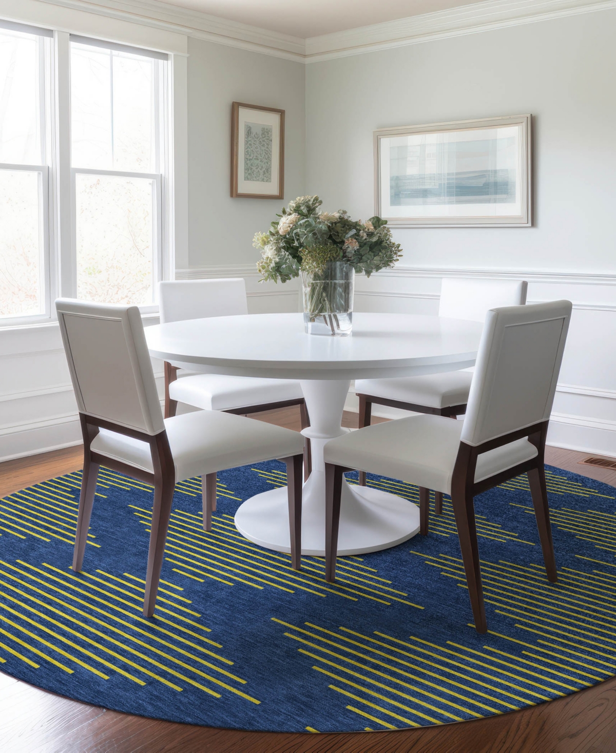 Addison Chantille Machine Washable Acn1017 8'x8' Round Area Rug In Navy
