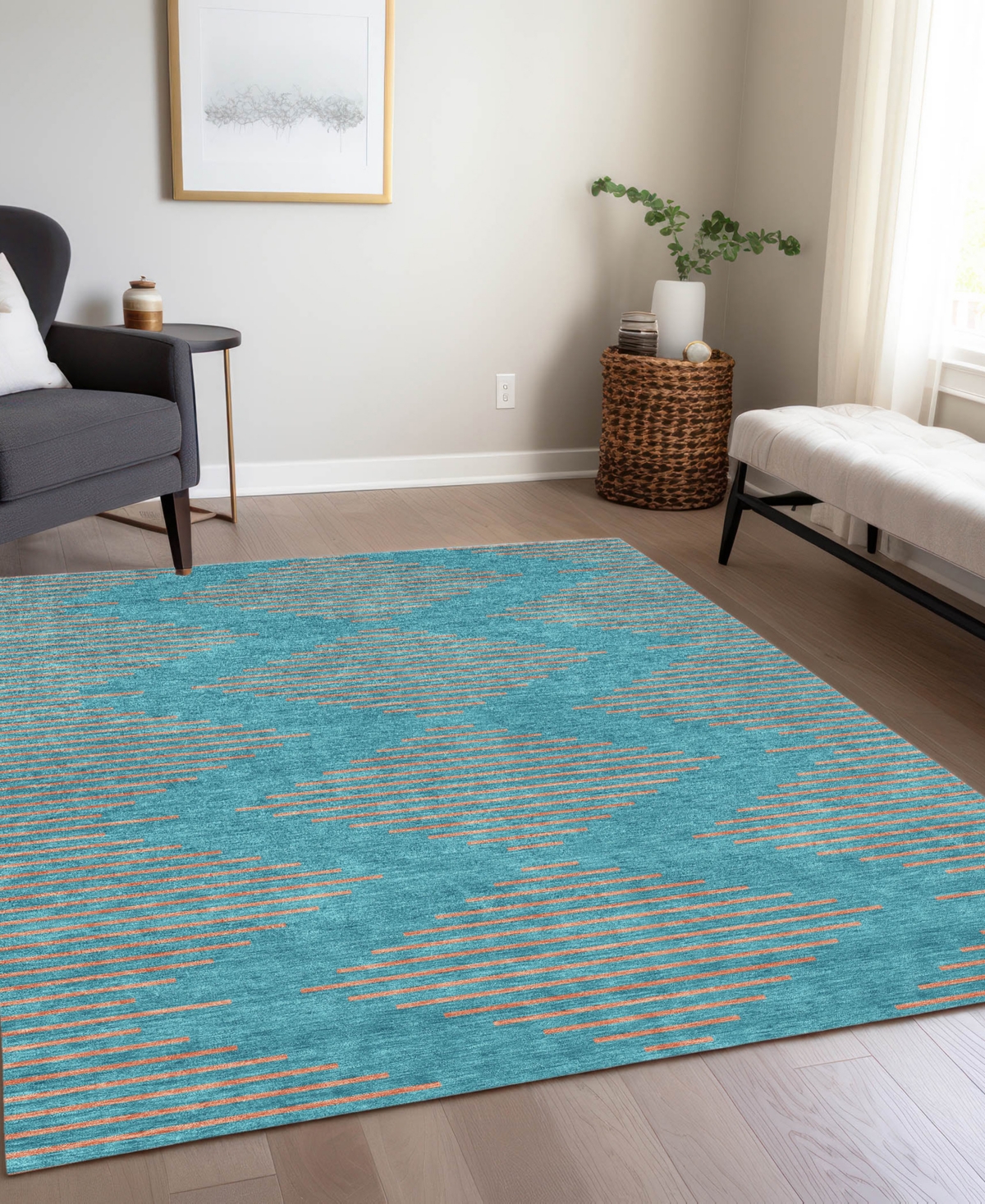 Addison Chantille Machine Washable Acn1017 5'x7'6''area Rug In Teal