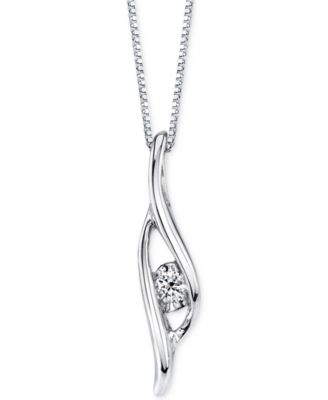Macy's - Diamond Accent Swirl Pendant Necklace in 14k White Gold