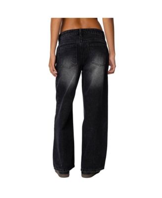 Womens Petite Magda Low Rise Acid Wash Jeans