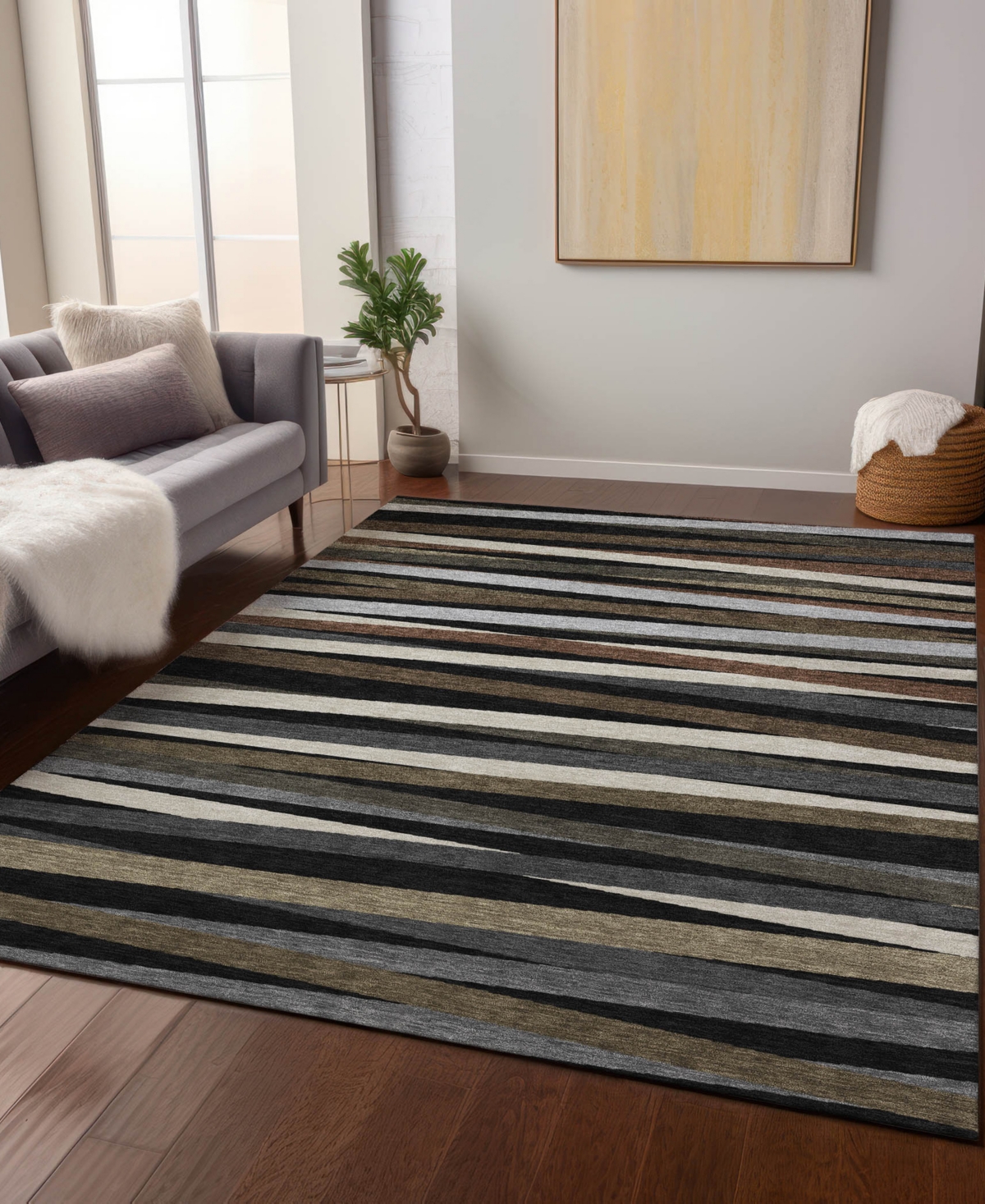 Addison Chantille Machine Washable Acn997 9'x12' Area Rug In Black