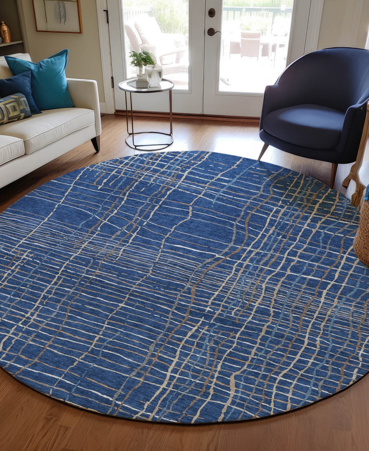 Addison Chantille Machine Washable Acn998 8'x8' Round Area Rug In Navy