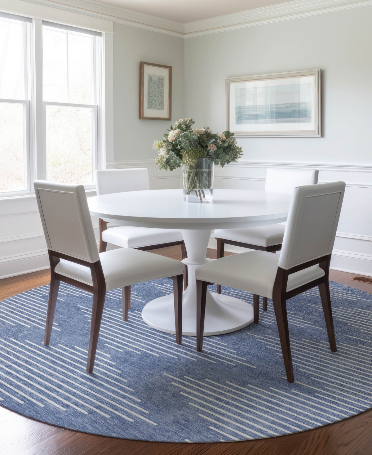 Addison Chantille Machine Washable Acn1016 8'x8' Round Area Rug In Denim