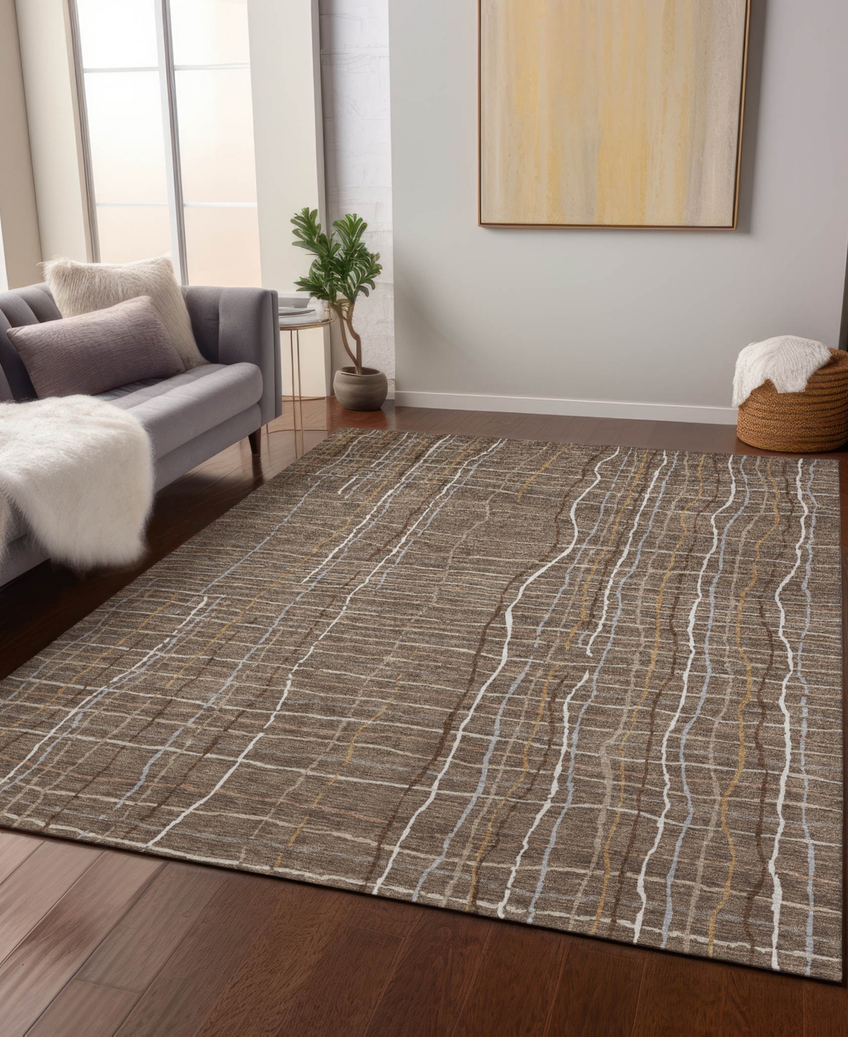 Addison Chantille Machine Washable Acn998 5'x7'6" Area Rug In Taupe