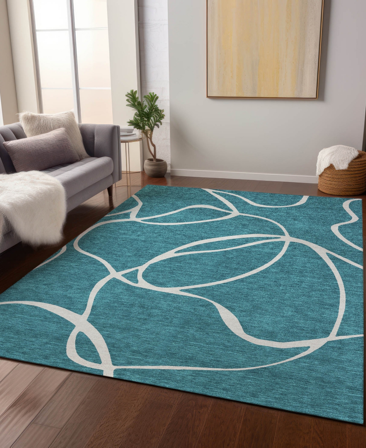 Addison Chantille Machine Washable Acn999 5'x7'6" Area Rug In Teal