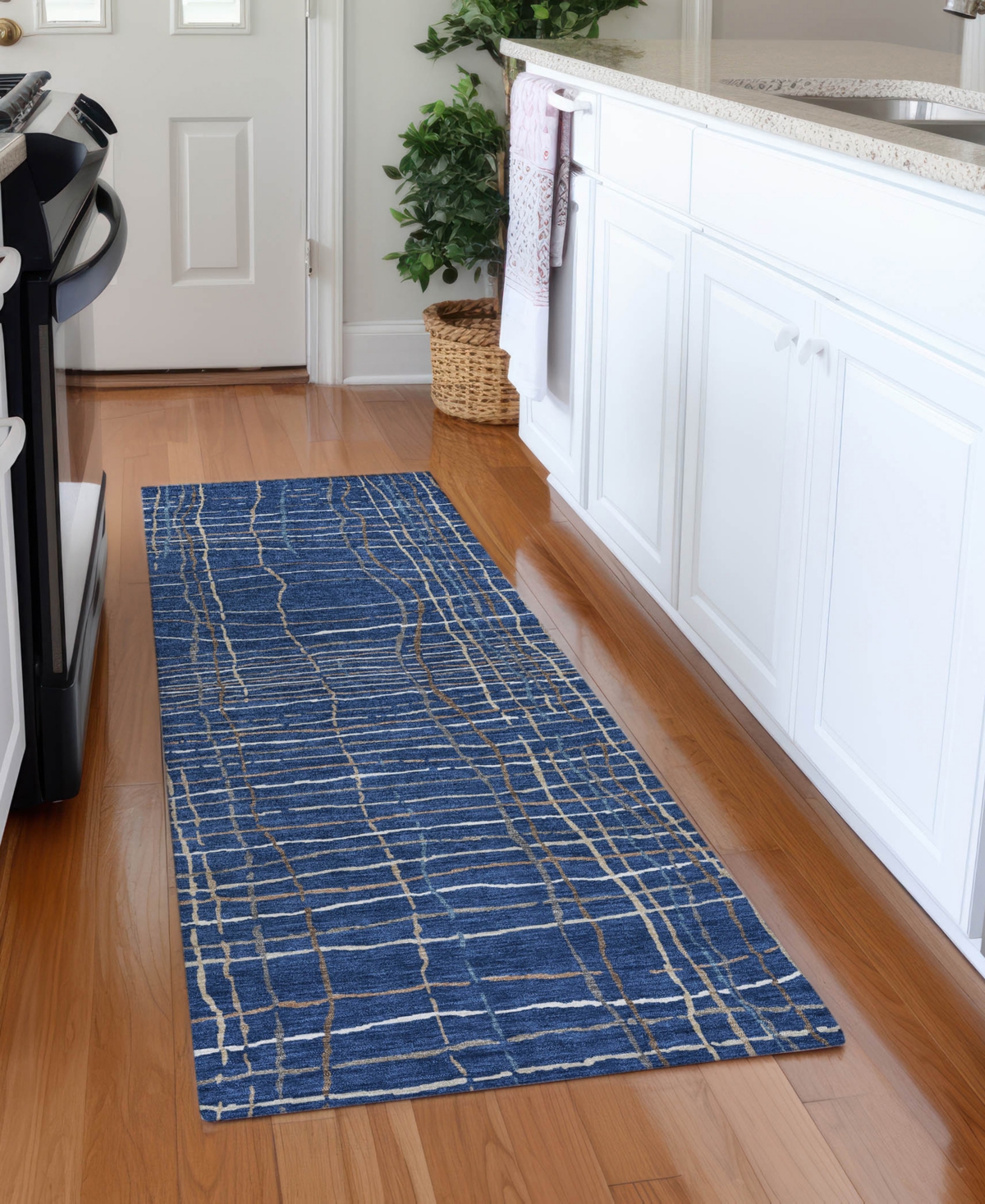 Addison Chantille Machine Washable Acn998 2'3"x7'6" Runner Area Rug In Navy