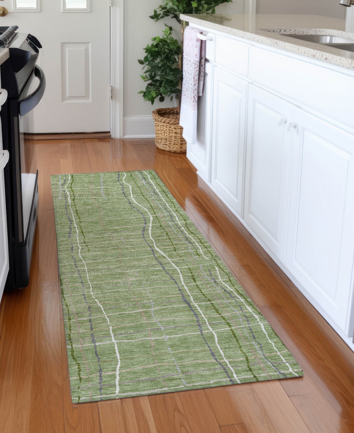 Addison Chantille Machine Washable Acn998 2'3"x7'6" Runner Area Rug In Green