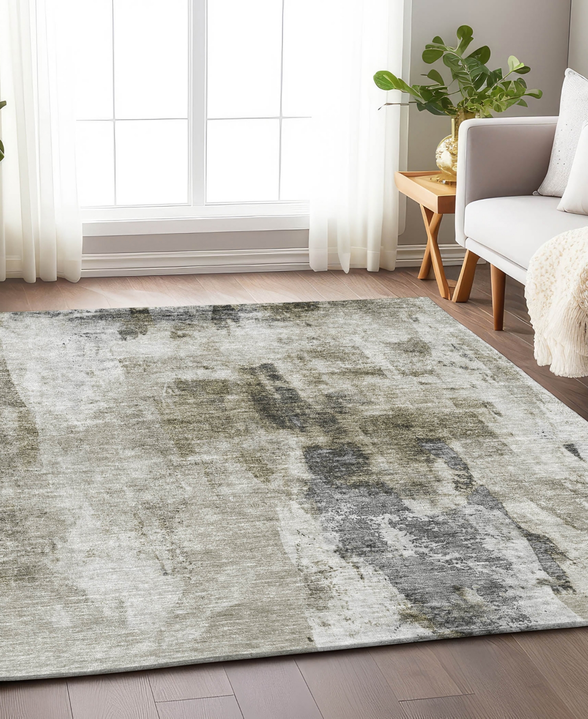 Addison Chantille Machine Washable Acn1076 3'x5' Area Rug In Taupe