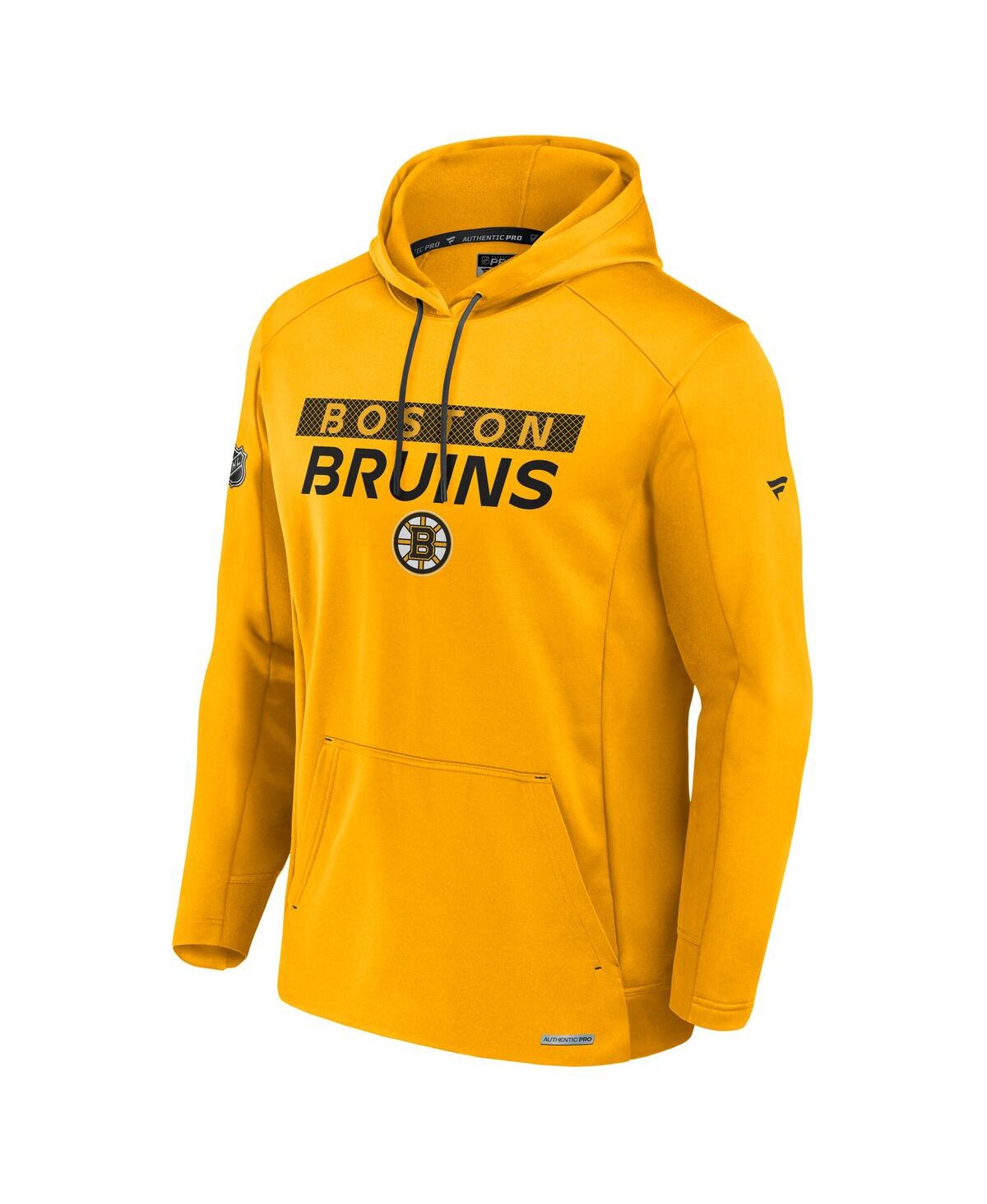 Fanatics Men's Gold Boston Bruins Authentic Pro Rink Fleece Pullover Hoodie In Gold