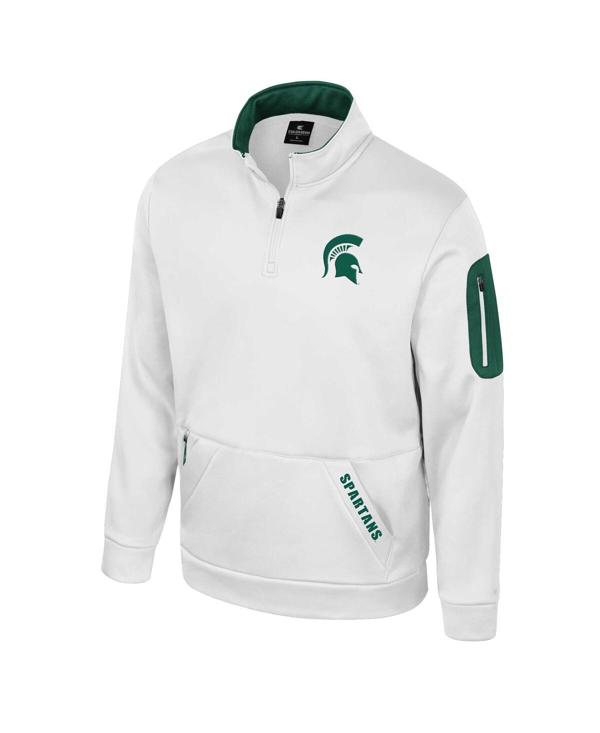 Colosseum Men's White Michigan State Spartans Mainframe Quarter-zip Fleece Jacket In White